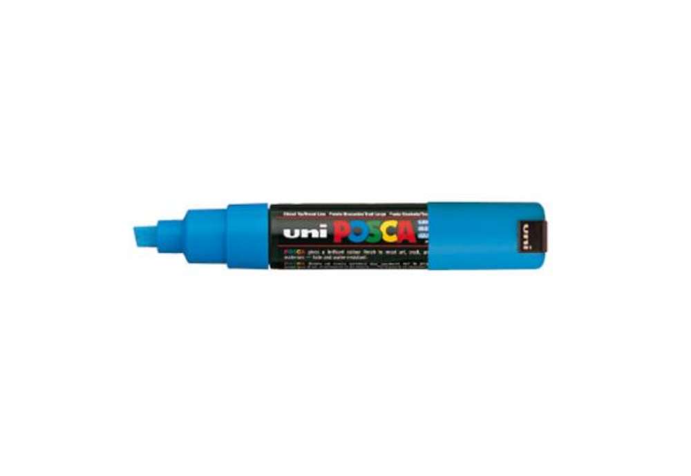 Immagine di Marcatore Uni Posca PC8K  - punta a scalpello 8mm - azzurro - Uni Mitsubishi