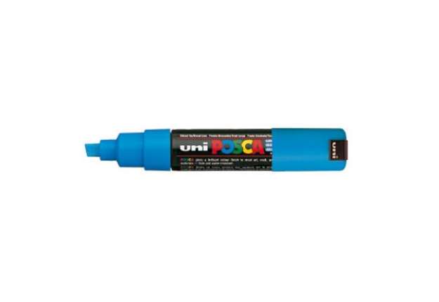 Immagine di Marcatore Uni Posca PC8K  - punta a scalpello 8mm - azzurro - Uni Mitsubishi