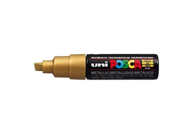 Immagine di Marcatore Uni Posca PC8K  - punta a scalpello 8mm - oro - Uni Mitsubishi