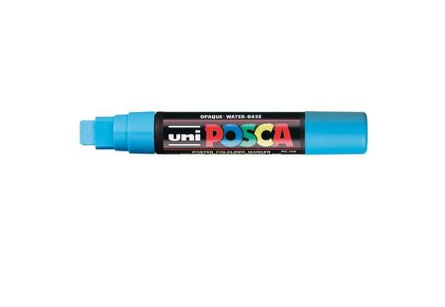 Immagine di Marcatore a base d'acqua Uni Posca PC17K - punta extra large a scalpello 15,0mm  - azzurro - Uni Mit