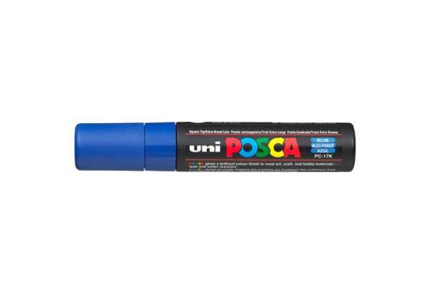 Immagine di Marcatore a base d'acqua Uni Posca PC17K - punta extra large a scalpello 15,0mm  - blu - Uni Mitsubi