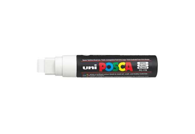 Immagine di Marcatore a base d'acqua Uni Posca PC17K - punta extra large a scalpello 15,0mm  - bianco - Uni Mits