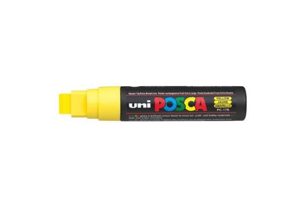 Immagine di Marcatore a base d'acqua Uni Posca PC17K - punta extra large a scalpello 15,0mm  - giallo - Uni Mits