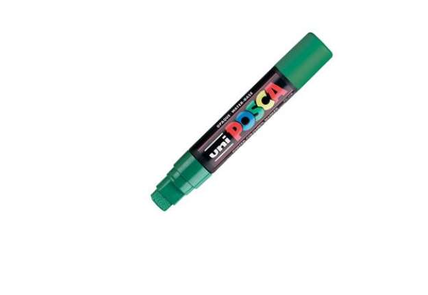 Immagine di Marcatore a base d'acqua Uni Posca PC17K - punta extra large a scalpello 15,0mm  - verde - Uni Mitsu
