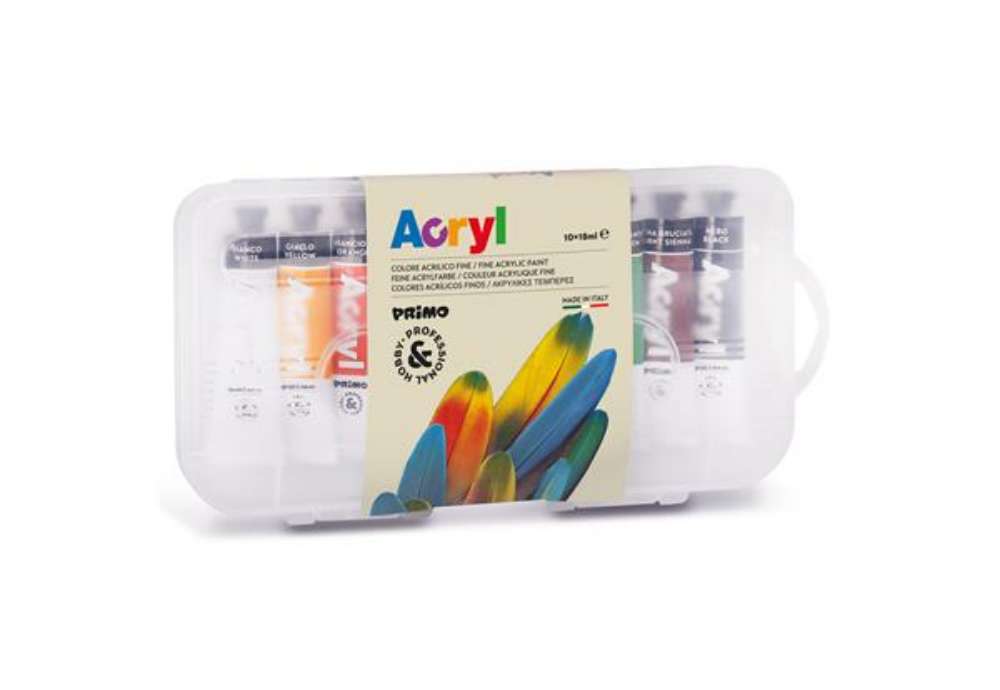 Immagine di Colori a olio e acrilici - 18ml - colori assortiti - Primo - astuccio 10 colori