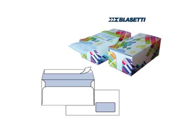 Immagine di Busta Mailpack - con finestra - strip adesivo - 11 x 23 cm - 90 gr - bianco - Blasetti - dispenser 1