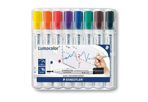 Immagine di Marcatore cancellabile Lumocolor whiteboard 351 - tratto 2,0 mm - Staedtler - astuccio 8 pezzi