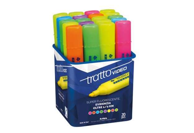 Immagine di Evidenziatore Tratto Video - punta a scalpello - tratto 1,00 - 5,00 mm - colori assortiti  - Tratto