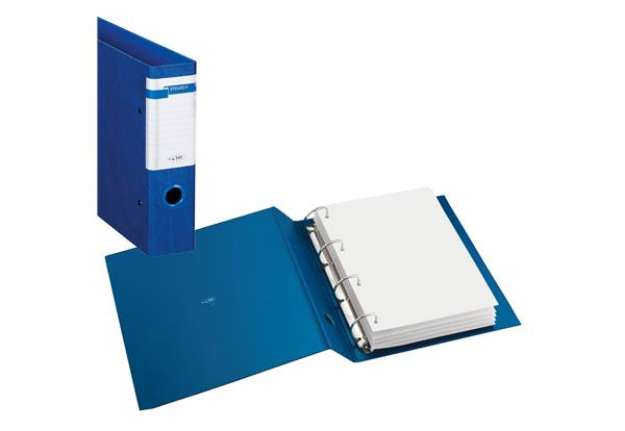 Immagine di Raccoglitore Stelvio F - 4 anelli a D 40 mm - dorso 5 cm - 22x30 cm - blu - Sei Rota
