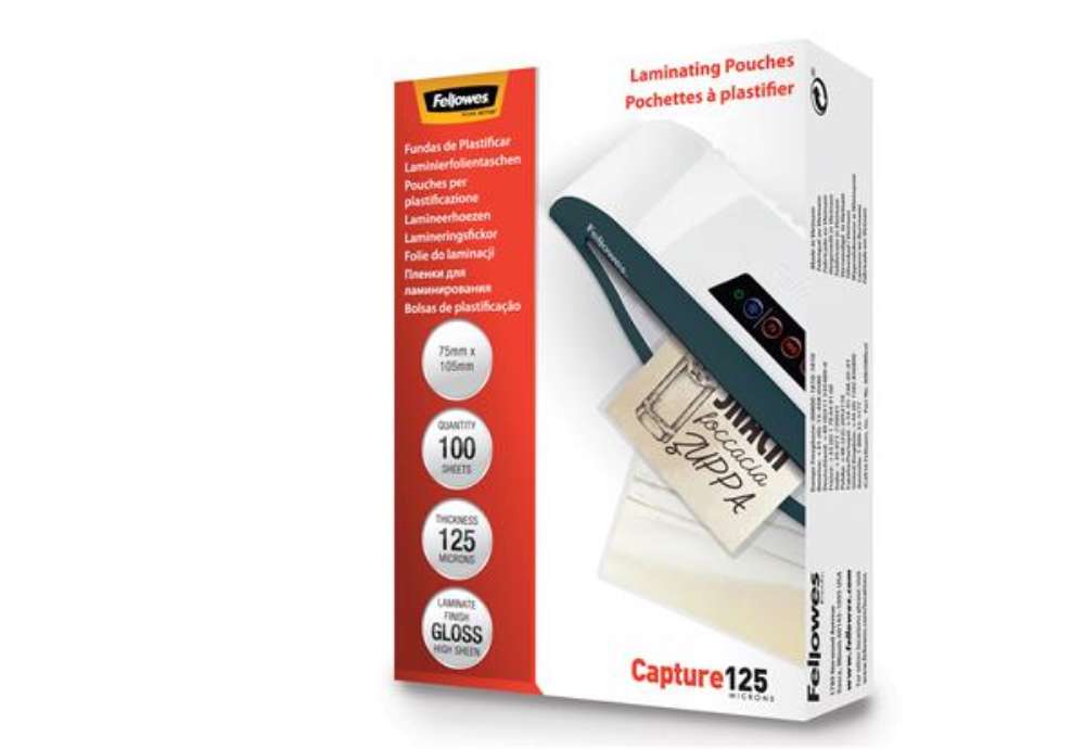 Immagine di Pouches Capture125 - 83x113 mm - 2x125 micron - Fellowes - scatola 100 pezzi