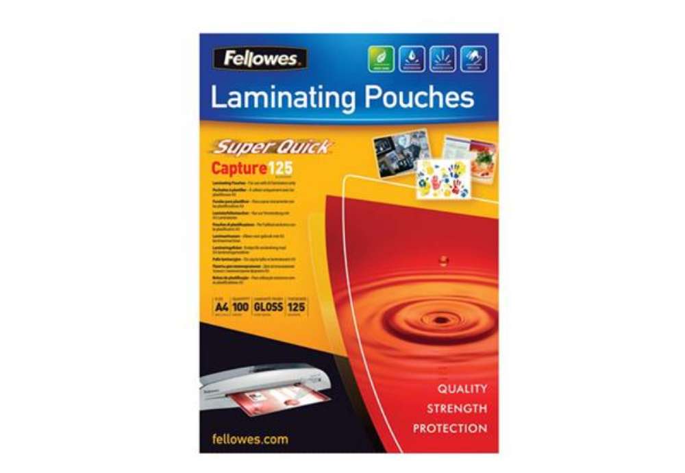 Immagine di Pouches Capture125 Superquick - A4 - 216x303 mm - 2x125 micron - Fellowes - scatola 100 pezzi