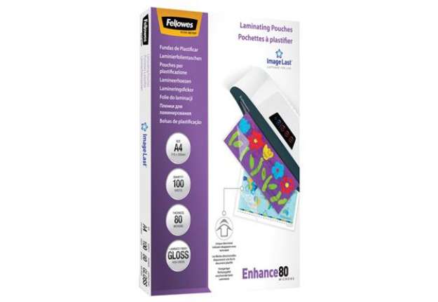 Immagine di Pouches Enhance80 - A5 - 154x216 mm - 2x80 micron - Fellowes - scatola 100 pezzi