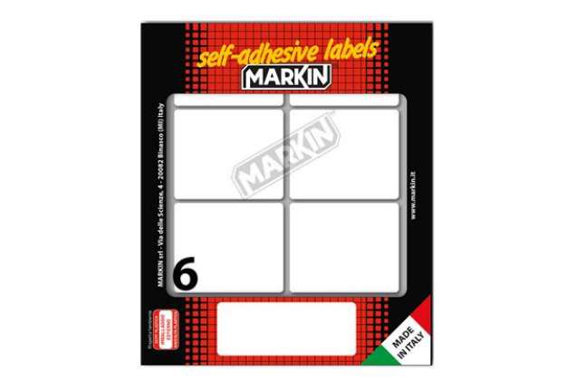 Immagine di Etichette adesive - in carta - permanenti - 56 x 46 mm - 6 et/fg - 10 fogli - bianco - Markin