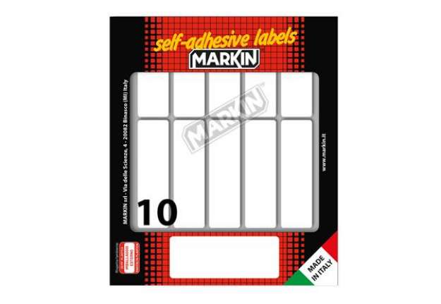 Immagine di Etichette adesive - in carta - permanenti - 70 x 20 mm - 10 et/fg - 10 fogli - bianco - Markin