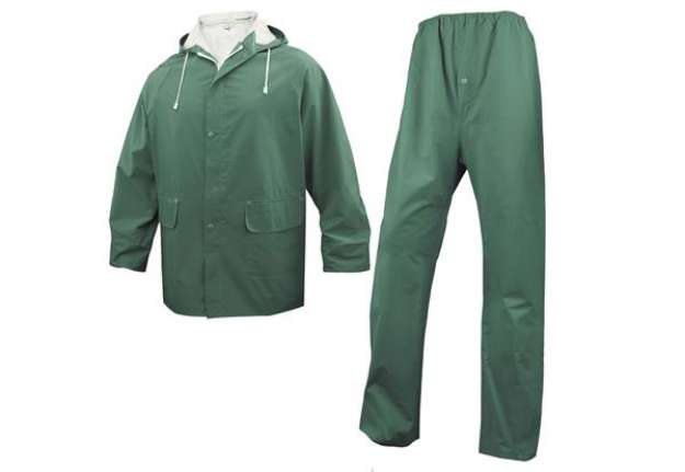 Immagine di Completo impermeabile EN304 - giacca + pantalone - poliestere/PVC - taglia M - verde - Deltaplus