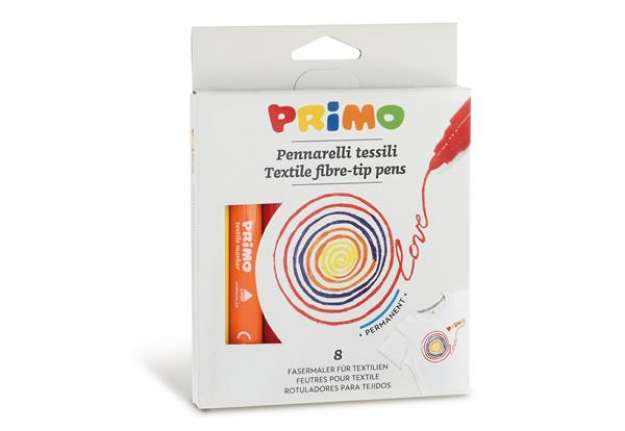 Immagine di Pennarelli per tessuto - colori assortiti - Primo - astuccio 8 pezzi
