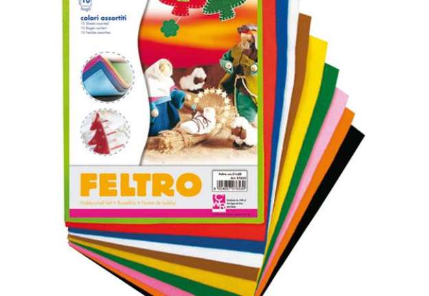 Immagine di Feltro colorato - 21 x 30 cm - colori assortiti - Deco - conf.10 fogli
