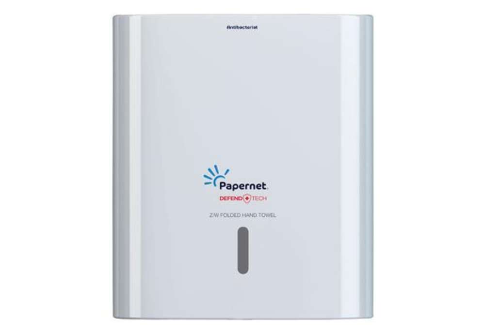 Immagine di Dispenser asciugamani piegati a Z/W Hi-Tech - 29 x 10,8 x 33,6 cm - bianco - Papernet
