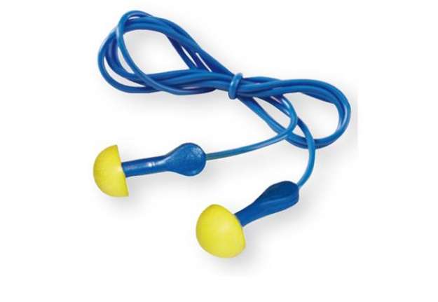 Immagine di Inserti auricolari E.A.R. Express con cordicella - SNR 38 dB - giallo/blu - 3M - conf. 100 pezzi