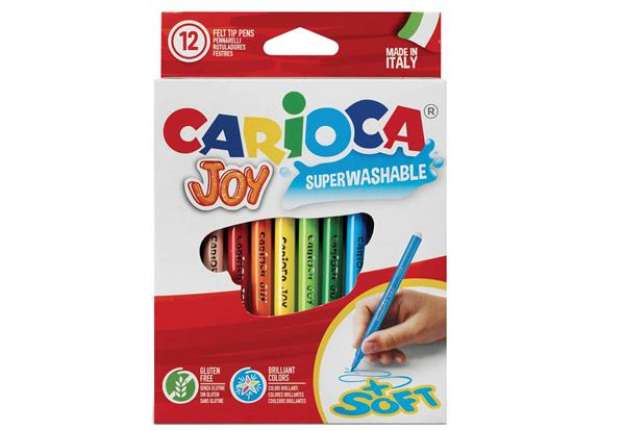 Immagine di Pennarelli Joy - punta 2,6mm - colori assortiti - lavabili - Carioca - scatola 12 pezzi