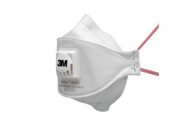 Immagine di Mascherina Aura 9332+ FFP3 - con valvola - monouso - 3M - conf. 10 pezzi (imbustati singolarmente)