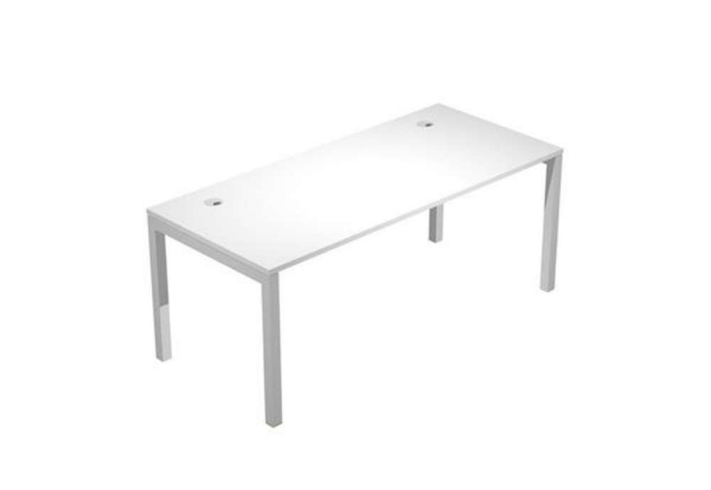 Immagine di Scrivania singola Agorà - 160 x 80 x 74,6 cm - Bianco/grigio alluminio