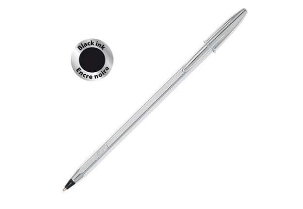 Immagine di Penna a sfera Cristal Shine con capppuccio - punta media 1,0 mm - nero - fusto silver  - Bic - conf.
