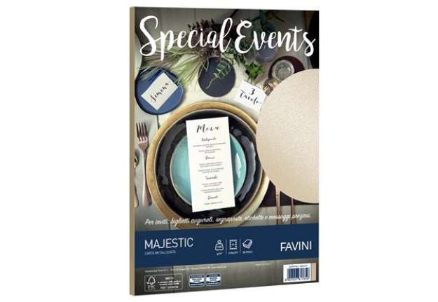 Immagine di Carta metallizzata Special Events - A4 - 120 gr - sabbia - Favini - conf. 20 fogli