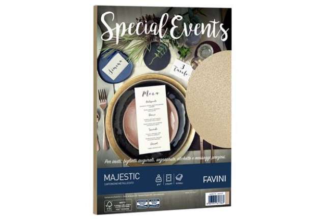 Immagine di Carta metallizzata Special Events - A4 - 250 gr - sabbia - Favini - conf. 10 fogli