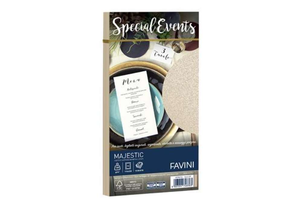 Immagine di Busta Special Events metal - 110 x 220 mm - 120 gr - sabbia - Favini - conf. 10 buste