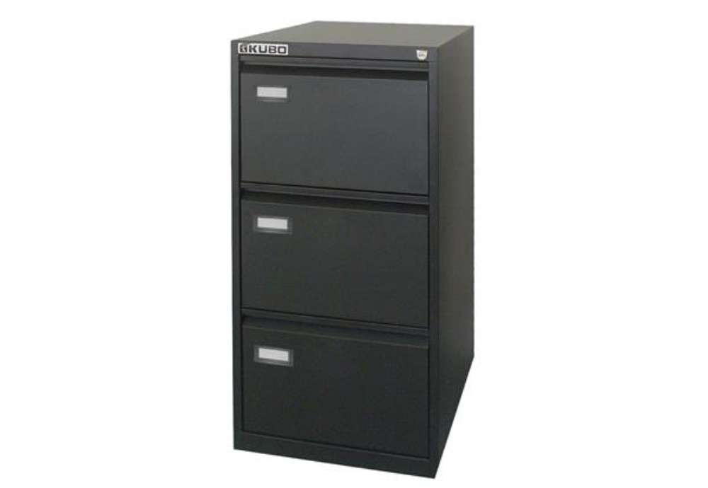 Immagine di Classificatore Kubo - per cartelle sospese - 3 cassetti - 46 x 62 x 101 cm - nero - Bertesi
