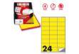 Immagine di Etichette adesive C/500 - in carta - permanenti - 70 x 36 mm - 24 et/fg - 100 fogli - giallo fluo -