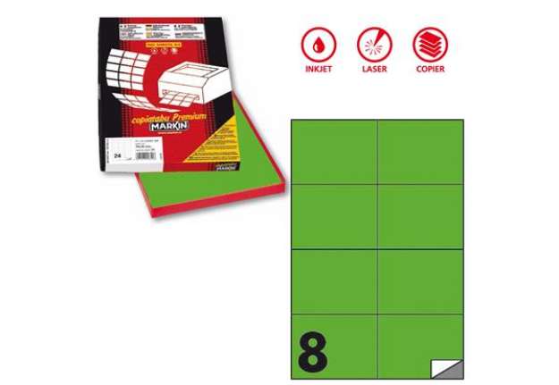 Immagine di Etichette adesive C/512 - in carta - permanenti - 105 x 74,25 mm - 8 et/fg - 100 fogli - verde fluo