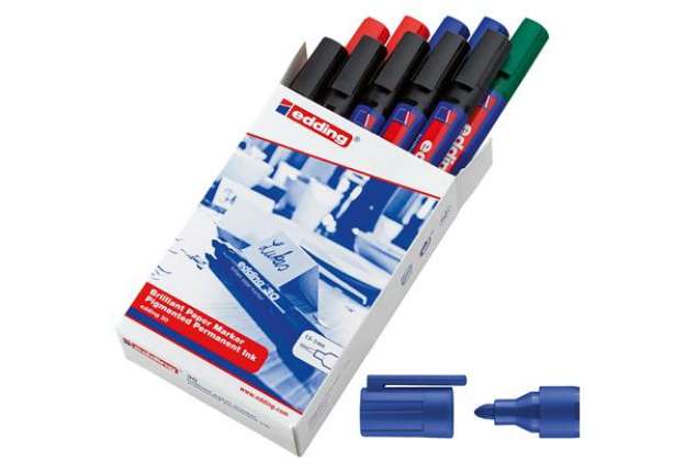 Immagine di Marcatore permanente 30 - punta tonda - da 1,5 a 3 mm - colori assortiti - Edding - conf. 10 pezzi