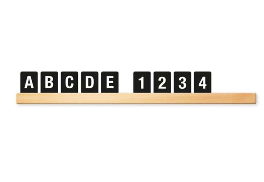 Immagine di Kit Letter Shelf - mensola porta messaggi nera + 169 tessere (lettere e numeri) - Securit