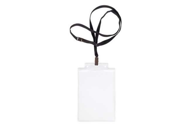 Immagine di Portanome Pass 6S-P - cordoncino nero - 10 x 15 cm (A6) - trasparente neutro - Sei Rota - conf. 10 p