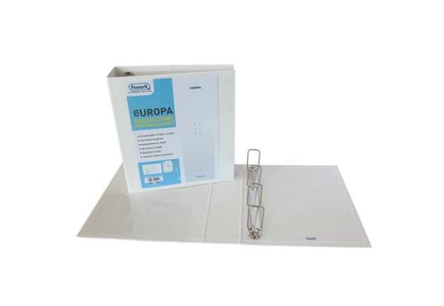 Immagine di Raccoglitore personalizzabile Europa - 4 anelli quadri 65 mm - dorso 8 cm - 22x30 cm - bianco - Favo