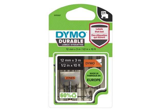 Immagine di Nastro D1 Durable 1978367 - 12 mm x 3 mt - nero/arancio - Dymo