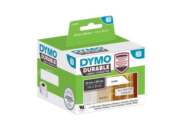 Immagine di Rotolo 350 etichette LW Durable 1933081 - 25 x 89 mm - PP - bianco - Dymo - conf. 2 rotoli