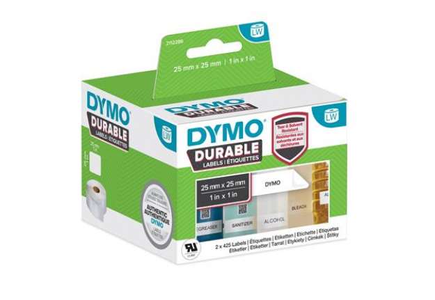 Immagine di Rotolo 850 etichette LW Durable 1933083 - 25 x 25 mm - PP - bianco - Dymo - conf. 2 rotoli