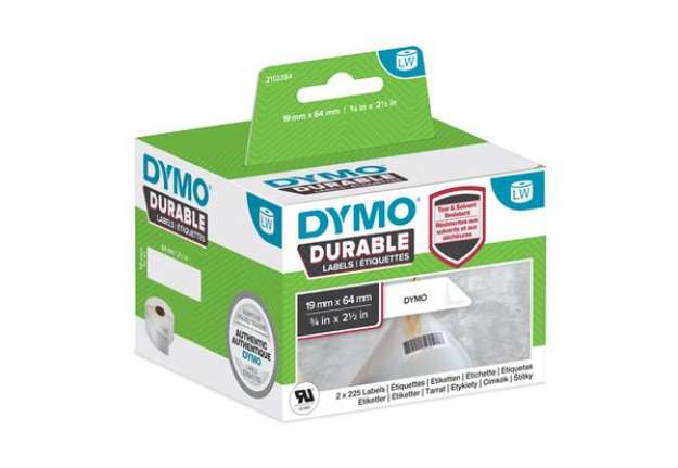 Immagine di Rotolo 450 etichette LW Durable 1933085 - 19 x 64 mm - PP - bianco - Dymo - conf. 2 rotoli