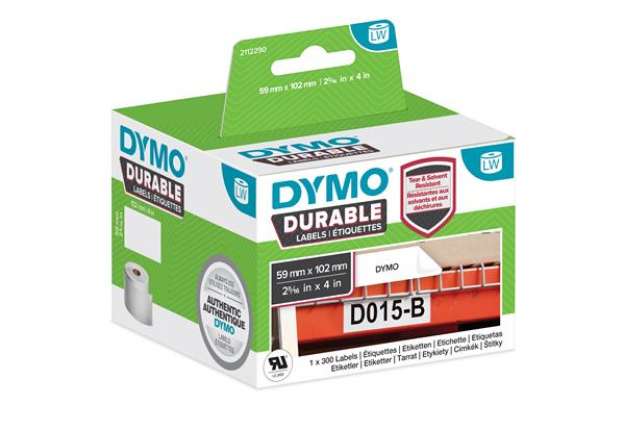 Immagine di Rotolo 300 etichette LW Durable 1933088 - 59 x 102 mm - PP - bianco - Dymo