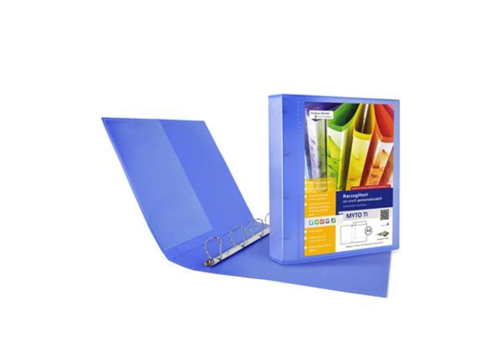 Immagine di Raccoglitore personalizzabile Myto TI - 22 x 30 cm - 4 anelli a D 30 mm - dorso 4 cm - blu - Sei Rot