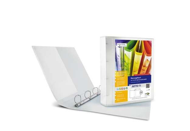 Immagine di Raccoglitore personalizzabile Myto TI - 4 anelli a D 30 mm - dorso 4 cm - 22x30 cm - neutro - Sei Ro