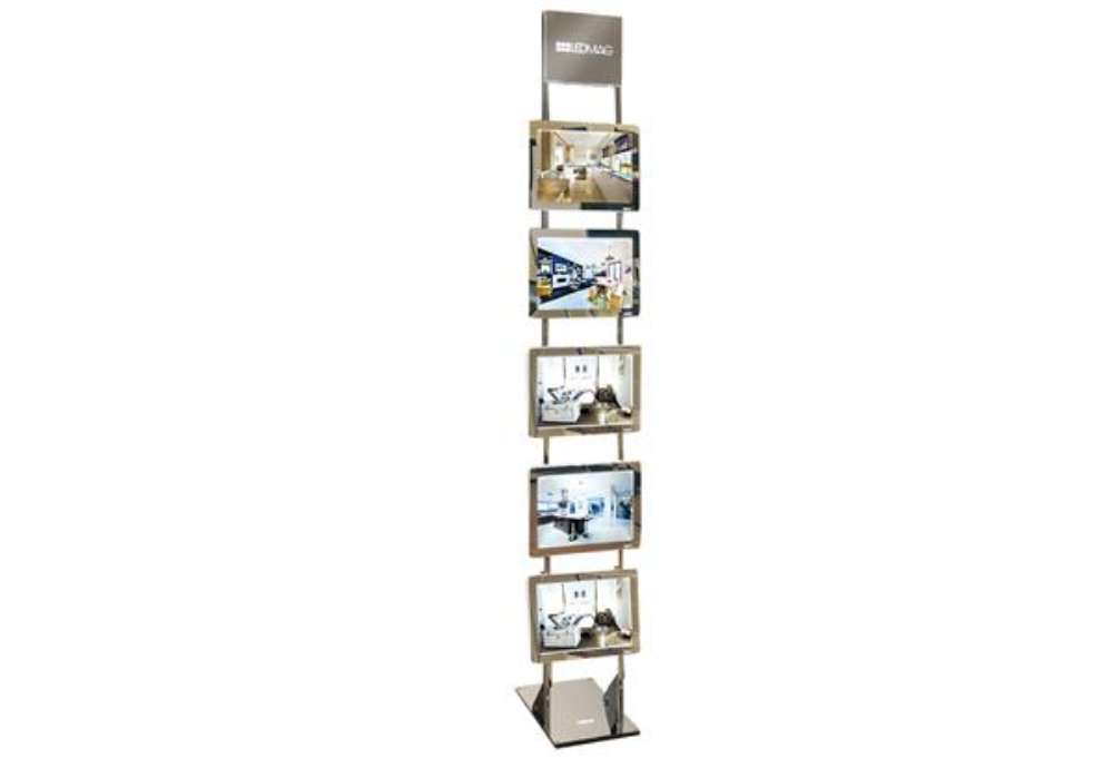 Immagine di Espositore da pavimento Freestanding LEDMAG - 5 cornici magnetiche A4 retroilluminate a LED - altezz