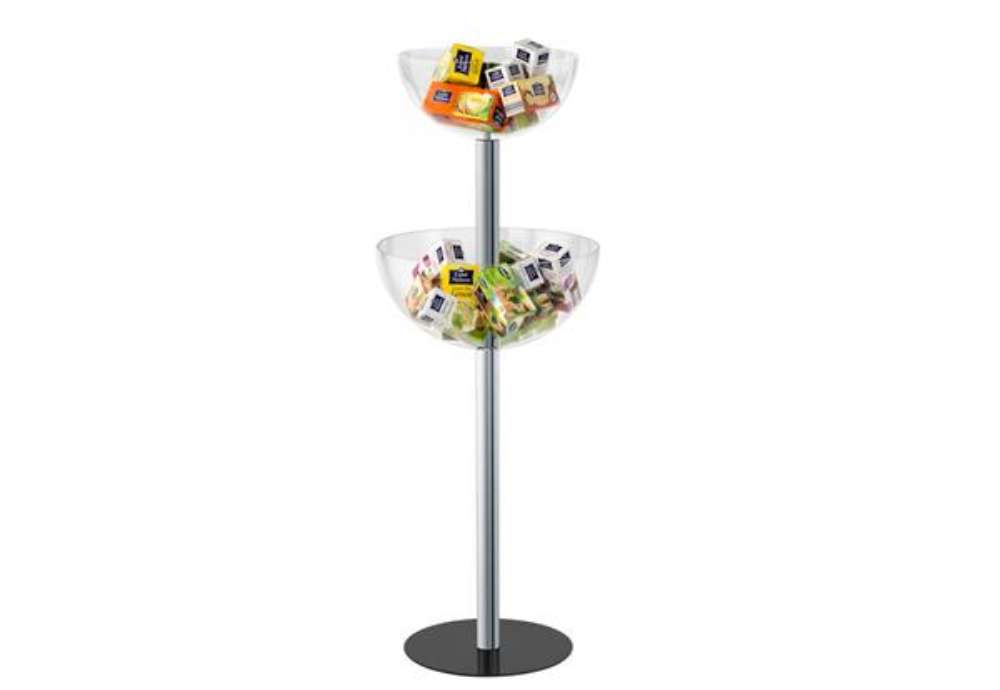 Immagine di Espositore da terra con 2 semisfere contenitori - Ø 50 cm / Ø 40 cm - altezza 116 cm - Tecnostyl