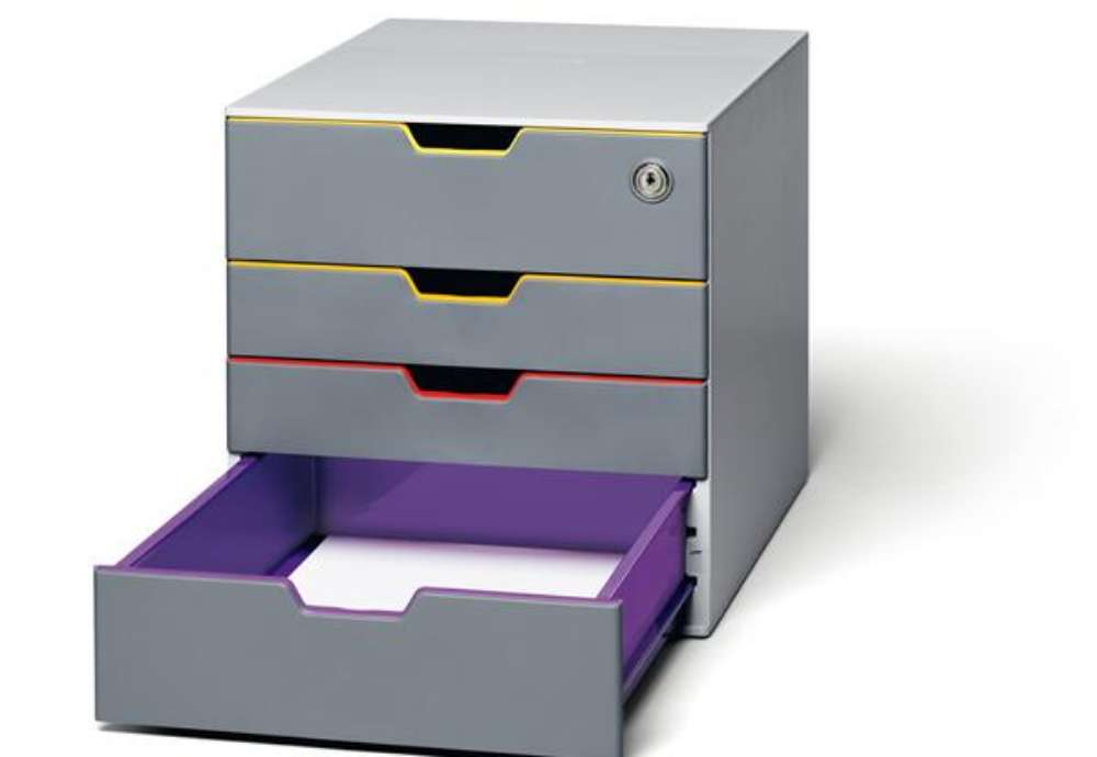 Immagine di Cassettiera Varicolor Safe - 28 x 29,2 x 35,6 cm - 4 cassetti - con serratura - Durable