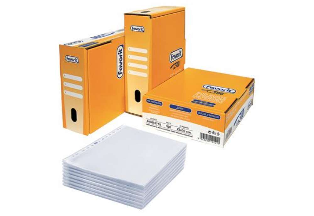 Immagine di Buste forate La 500 - Linear - buccia - 22 x 30 cm - trasparente - Favorit - conf. 500 pezzi