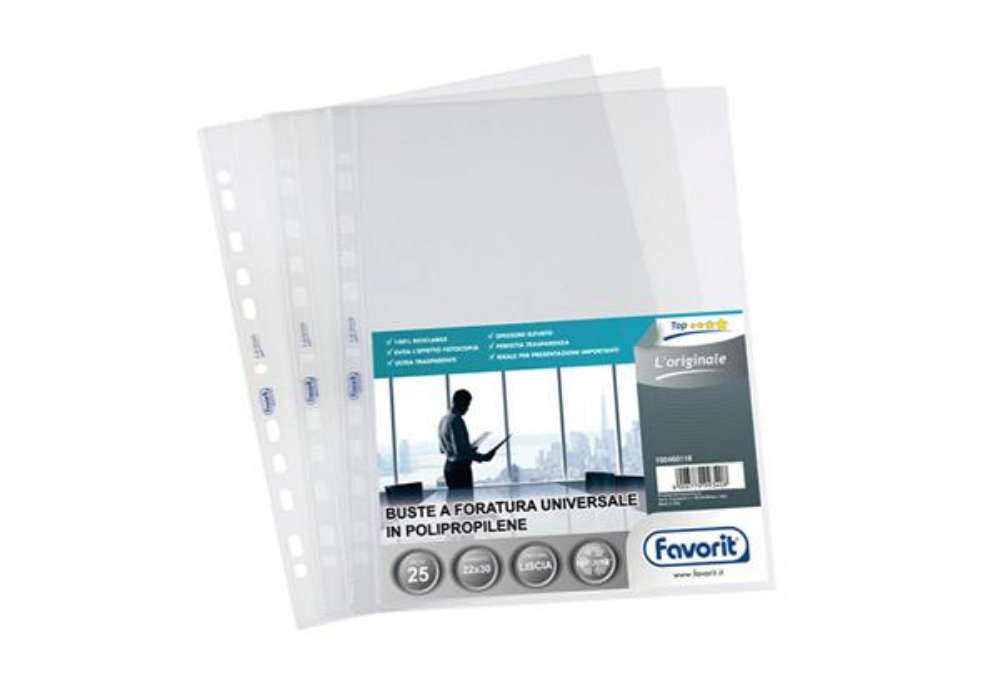 Immagine di Buste forate L'Originale - Top - liscio - 30 x 42 cm (libro) - trasparente - Favorit - conf. 10 pezz