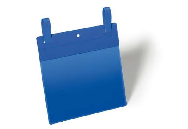 Immagine di Buste identificative - con fascette di aggancio - A5 orizzontale - blu - Durable - conf. 50 pezzi